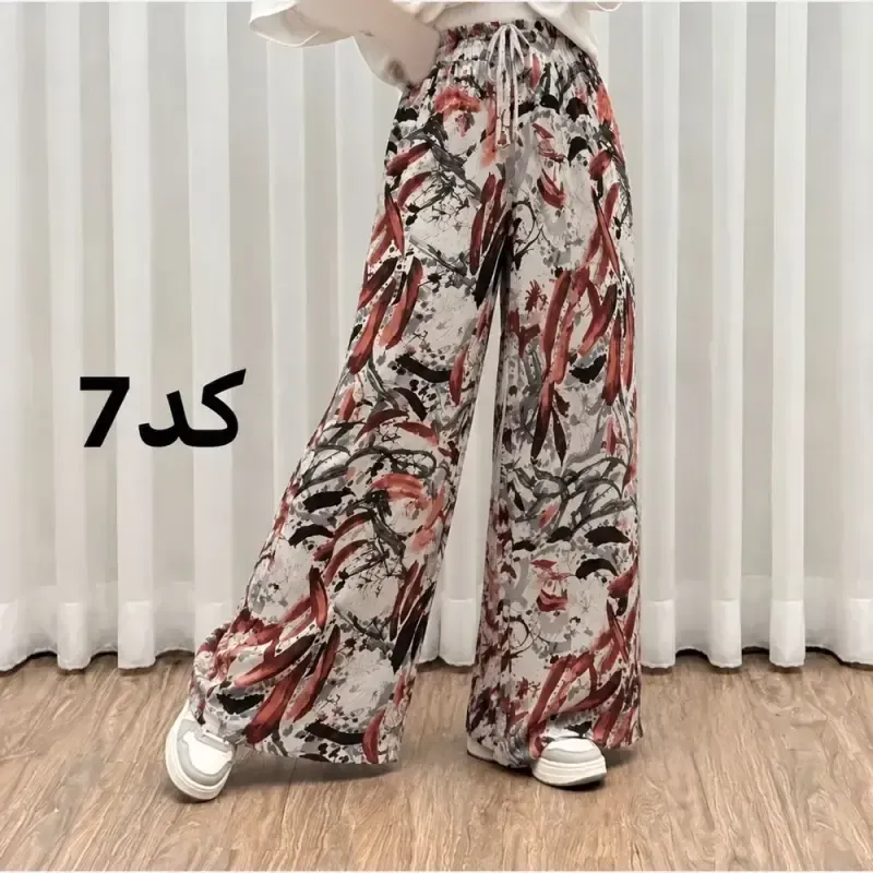 شلوار راحتی نخی پارچه خارجی فری سایز مناسب تا سایز 50