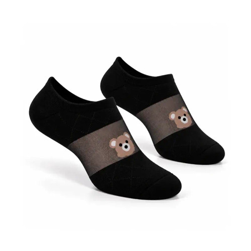 جوراب مچی زنانه بروسکا طرح خرس و وسط تور مشکی